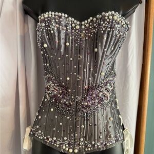 Silver and Purple Embellish Timeless Trends Steel Boned Corset
